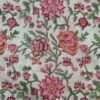 Kota Doria fabric with teal and red floral tree block print