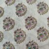 Kota Doria fabric with large blue floral bouquet print