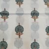 White Kota Doria fabric with palm tree block print