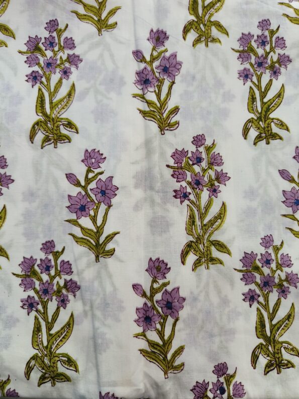 Kota Doria fabric with multicolor intricate floral block print