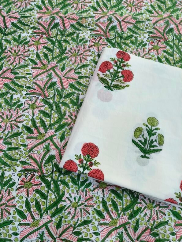 cotton fabric with bold leafy designs