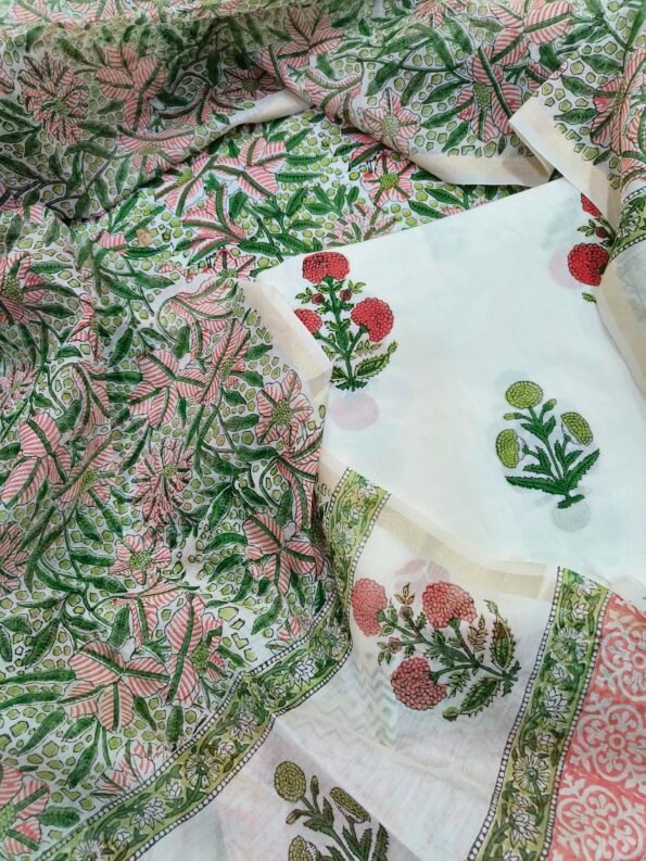 Green paisley printed dress material