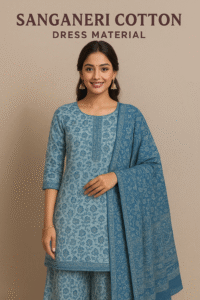 Attractive Traditional Attire – Sanganeri Cotton Dress Material