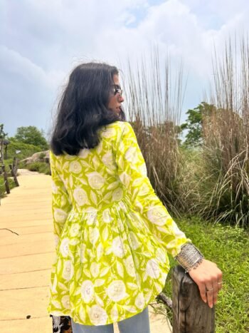 Green Handblock Cotton Kurti – Bijjiya Collection