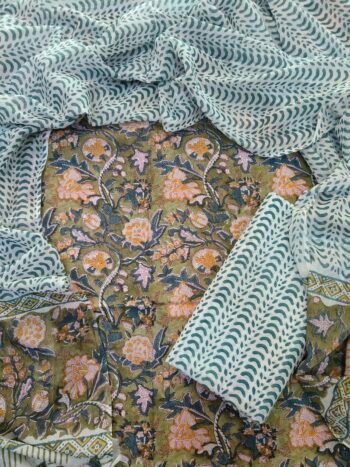 Hand block printed cotton suit set